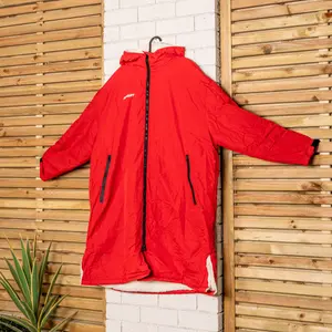 Oversized Adult Waterproof Active Robe with Fleece Lining and Travel Bag in Red