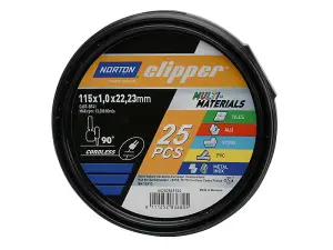 Norton Clipper Multi-Material Cutting Discs 115 x 22.23mm Tub of 25 CLI849154