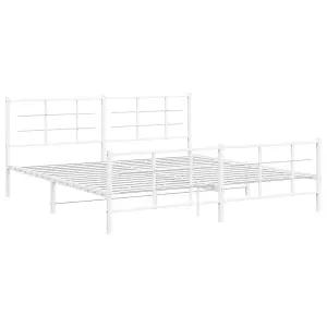 Berkfield Metal Bed Frame without Mattress with Footboard White 193x203cm