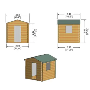 Shire Danbury 8x8 Log Cabin 19mm Logs