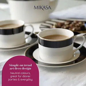 Mikasa Luxe Deco Set of 2 200ml Teacups & Saucers