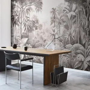 Origin Murals Jungle Trees - Black and White Matt Smooth Paste the Wall Mural 350cm wide x 280cm high