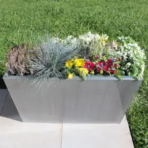 90cm Long Zinc Galvanised Brushed Silver 60cm Tall Trough Planter