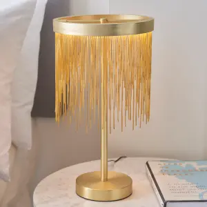 Zanita Brushed Gold with Gold Waterfall Effect Modern 1 Light Warm White LED Table Light