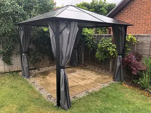 Peninsula Gazebo - Polycarbonate - L260 x W360 x H260 cm - Grey