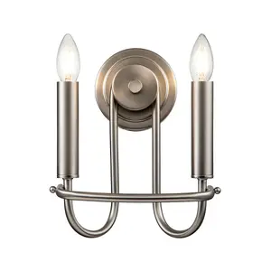 Luminosa Capitol Hill 2 Light Candle Wall Lamp, Brushed Nickel