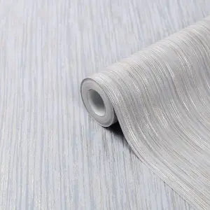 GoodHome Ciral Light grey Metallic effect Striped Textured Wallpaper Sample