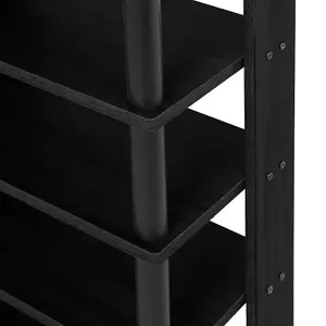 Black MDF Shoe Rack with 8 Open Shelves for Entryway or Closet Organization 92cm (H)