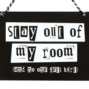 Something Different Stay Out Of My Room Hanging Plaque Black/White (One Size)