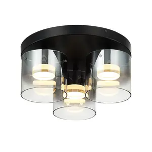 Luminosa Contemporary LED Shade Cluster Ceiling 5 Light Black, Glass 3000K