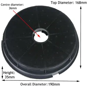 SPARES2GO Round Charcoal Carbon Filter compatible with Lamona HJA2180 HJA2230 HJA2240 Cooker Hood