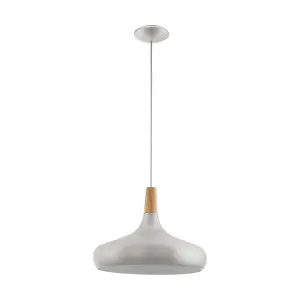 EGLO Sabinar Steel/ Wood Pendant Light, (D) 40cm