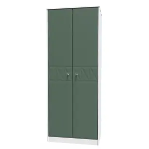 Toledo 2 Door Wardrobe in Labrador Green & White (Ready Assembled)