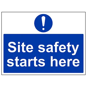 Site Safety Starts Here Machinery Sign - Adhesive Vinyl 400x300mm (x3)