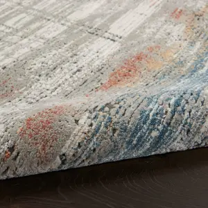 Grey Multi Rustic Textures Luxurious Modern Abstract Bedroom & Living Room Rug -66 X 230cm (Runner)