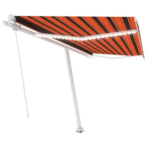 Berkfield Manual Retractable Awning with LED 400x300 cm Orange and Brown