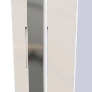 Turin Tall Triple Mirror Wardrobe in Kashmir Gloss & White (Ready Assembled)