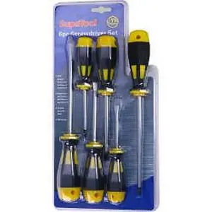 SupaTool Screwdriver Set (Pack of 6) Black/Yellow (One Size)