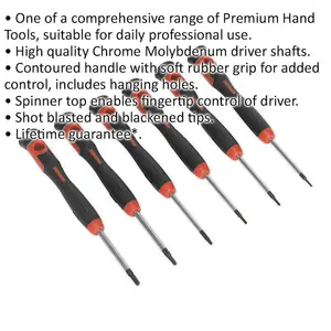 6 Pack Precision Mini Screwdriver Set with Spinner Top and Magnetic TRX Star Heads