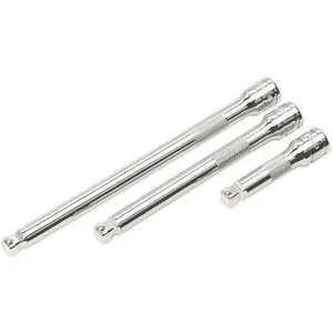 3 Piece Chrome Vanadium Wobble and Rigid Extension Bar Set with Deep Knurling