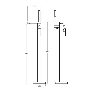 Nolan Polished Chrome Square Floor Standing Bath Shower Mixer Tap