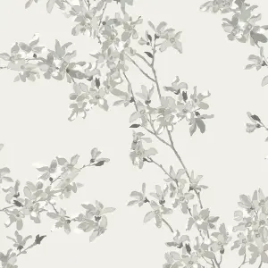 Laura Ashley Forstyhia Steel Floral Smooth Wallpaper Sample