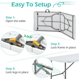 6ft Folding Table with Handle, Portable Plastic Folding Table