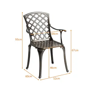 Costway Outdoor Metal Dining Chairs Set of 2 Cast Aluminum Patio Chairs