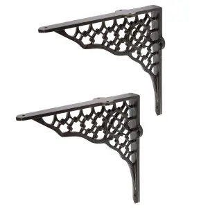 Hammer & Tongs Honeycomb Iron Shelf Bracket - D205mm - Black - Pack of 2