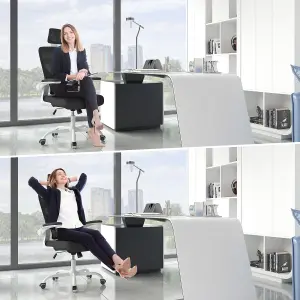 Ergonomic Office Chair,Swivel Computer Chair with Rocking Function and Flip-up Armrests,Black&White