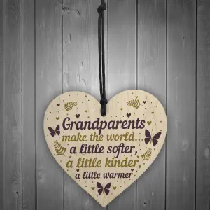 Red Ocean Handmade Wooden Heart Grandparent Gifts For Grandma Grandpa Nan Grandad Birthday Christmas Thoughtful Present