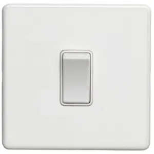 1 Gang 20A Single Light Switch SCREWLESS MATT WHITE 2 Way Slim Rocker Plate