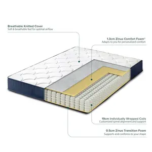 Tight Top pocket spring mattress - Medium firmness mattress - Mattress with multiple layers Kingsize (5')