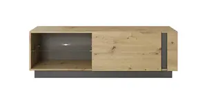 Elegant Oak Artisan & Graphite TV Cabinet H460mm W1380mm D400mm with Storage