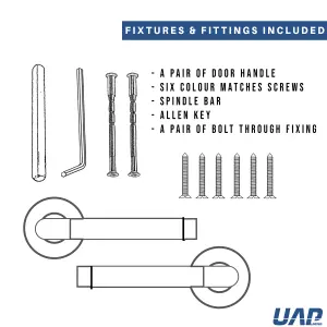 Intelligent Hardware - Internal Door Handle - Pair - Lever on Round Rose - Jet - Polished/Satin Chrome