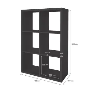 GoodHome Mixxit Grey Freestanding 6 shelf Rectangular Shelving unit, (H)1080mm (W)735mm