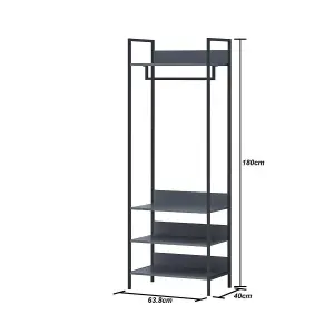 4 Tier Zahra Bedroom Double Open Wardrobe Furniture Storage Cupboard