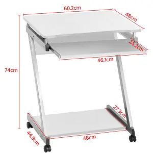 Yaheetech White Z Shaped Computer Desk with Sliding Keyboard