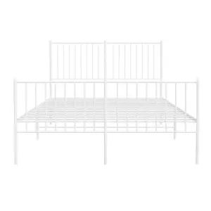 Berkfield Metal Bed Frame with Headboard and Footboard White 135x190 cm