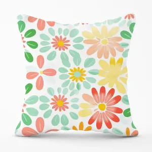 Green and Yellow Flowers Outdoor Cushion 45cm x 45cm