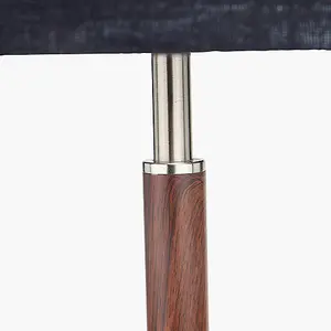 Silver and Wood Effect Table Lamp with Black Shade