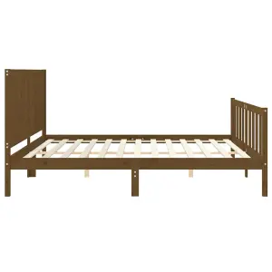 Berkfield Bed Frame with Headboard Honey Brown 200x200 cm Solid Wood