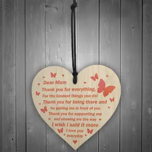 Love You Mum Gift Poem Wooden Heart Birthday Mothers Day Gift Plaque Keepsake