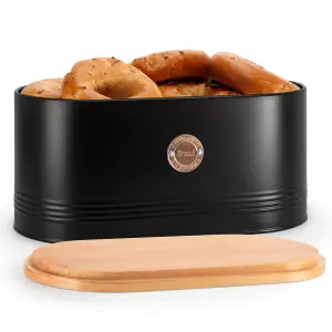 EHC Bread Bins for Kitchen, Bread Box with lid, Kitchen Storage Bin, Bread Container, Black, 34 x 18 x 16 cm