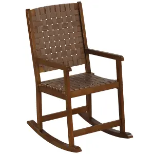 Costway Wood Rocking Chair Indoor & Outdoor Home Patio Ergonomic Rocker w/ Curved Seat