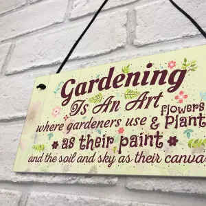 Red Ocean Gardening Is An Art Novelty Hanging Plaque SummerHouse Sign Garden Shed Friendship Gift