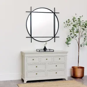 Melody Maison Large Round Black Wall Mirror 97cm x 97cm