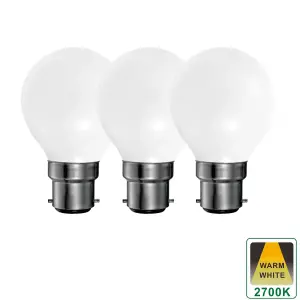 Harper Living 5 Watts B22 BC Bayonet LED Light Bulb Opal Golf Ball Warm White Dimmable, Pack of 3