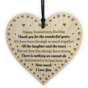 Happy Anniversary Gift For Your Boyfriend Girlfriend Husband Wife Wood Heart Thank You Keepsake