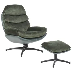 Chair with Footstool EIDE with Footstool Velvet Dark Green